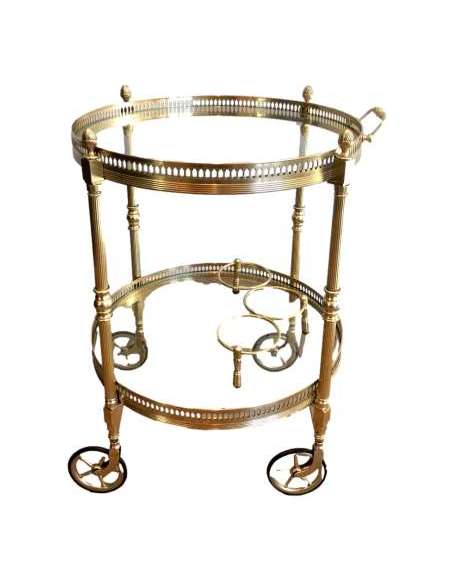 Neoclassical Round Brass Rolling Table From The Baguès House - Antique Bars-Bozaart