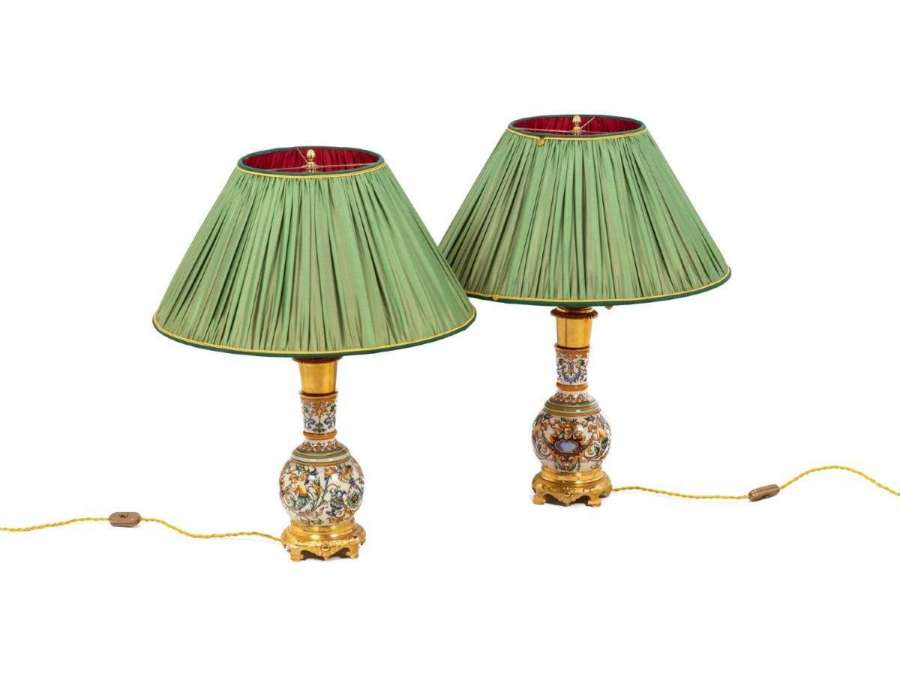 Pair Of Gien Porcelain Lamps, XIXth Century - Ls4386621 - lamps