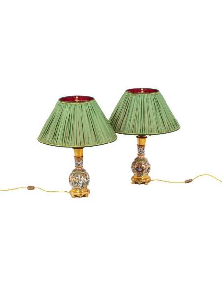 Paire De Lampes En Porcelaine De Gien, XIXème Siècle - Ls4386621 - lampes-Bozaart