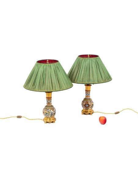 Pair Of Gien Porcelain Lamps, XIXth Century - Ls4386621 - lamps-Bozaart