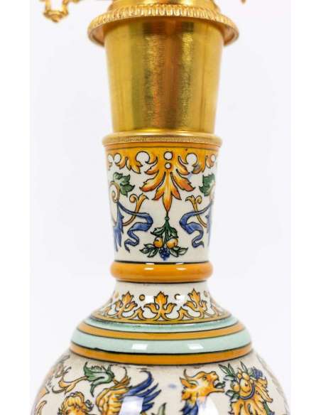 Pair Of Gien Porcelain Lamps, XIXth Century - Ls4386621 - lamps-Bozaart