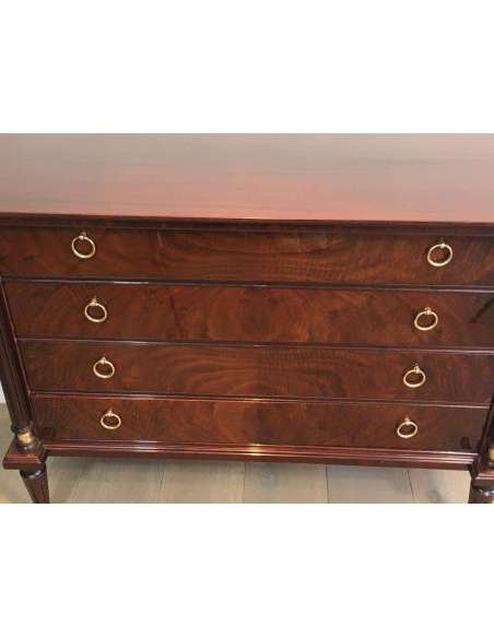 Neoclassical Chest Of Drawers In Mahogany And Brass. Circa 1950 - Dressers-Bozaart