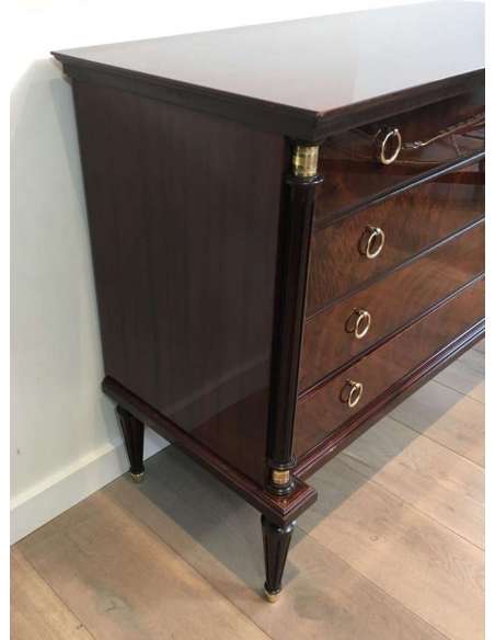 Neoclassical Chest Of Drawers In Mahogany And Brass. Circa 1950 - Dressers-Bozaart