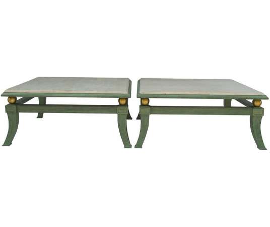 Paire De Tables Basses De Style étrusque En Bronze Patiné, Circa 1970 - LS33001601 - Tables Basses