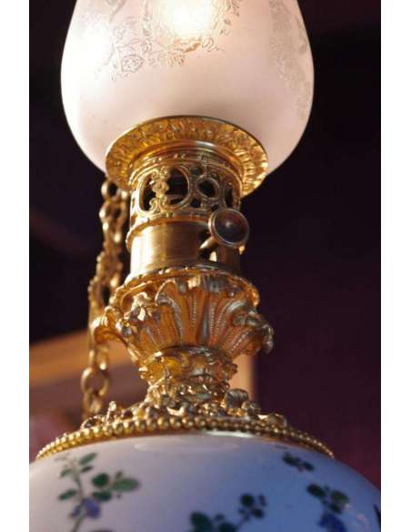 Canton Porcelain Pendant Lamp, Gilded Bronze Frame, Circa 1880 - LS2414931 - Ceiling Lights and suspensions-Bozaart