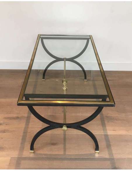 Neoclassical Coffee Table In Blackened Iron And Brass. Circa 1940 - Coffee Tables-Bozaart
