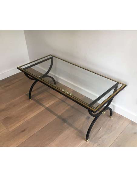 Neoclassical Coffee Table In Blackened Iron And Brass. Circa 1940 - Coffee Tables-Bozaart