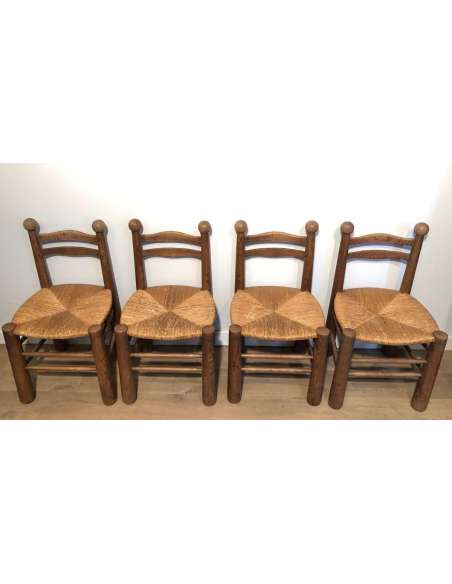 Suite Of 4 Chairs By Charles Dudouyt. French Work. Circa 1960 - Design Seats-Bozaart