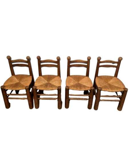 Suite Of 4 Chairs By Charles Dudouyt. French Work. Circa 1960 - Design Seats-Bozaart