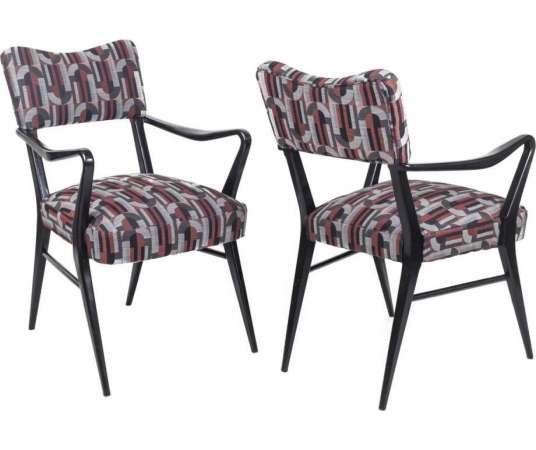 Pair Of Black Lacquered Wooden Armchairs, 1970s - LS38871101 - Design Seats