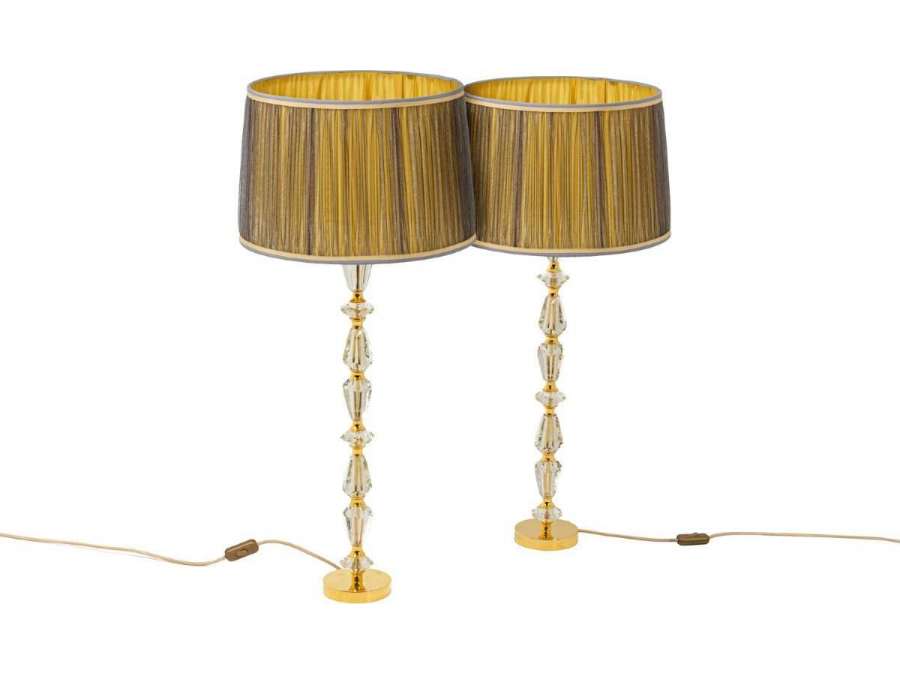 Pair of glass lamps+ 1940s
