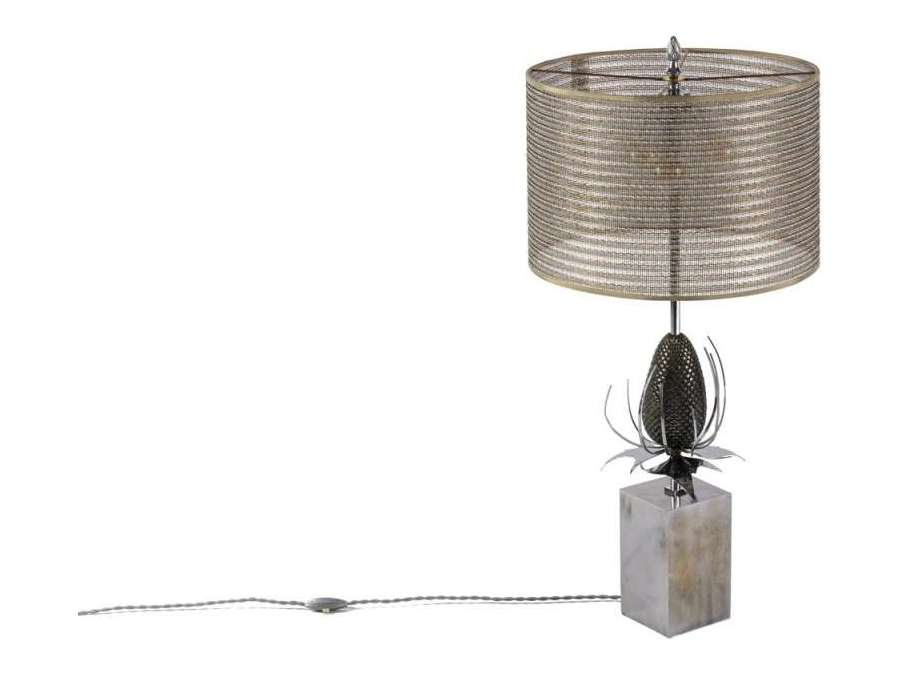 Maison Charles: Bronze thistle+ lamp, 1970's