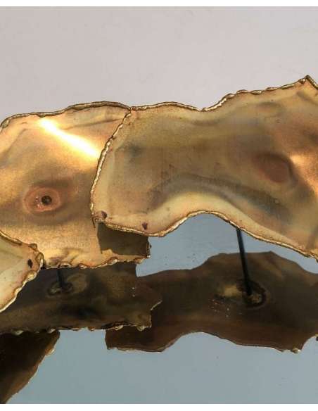 Brass mirror Contemporary work, year 70-Bozaart