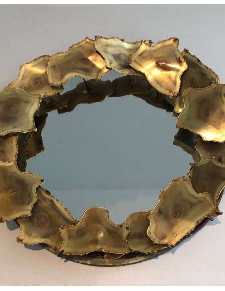 Brass mirror Contemporary work, year 70-Bozaart