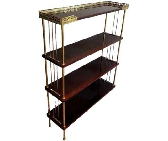 Neoclassical Style Shelf In Brass And Mahogany Trays Attributed to The Jansen House - bookcases