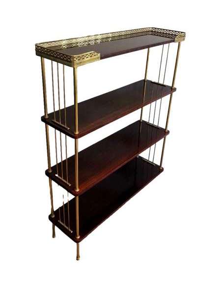 Neoclassical Style Shelf In Brass And Mahogany Trays Attributed to The Jansen House - bookcases-Bozaart