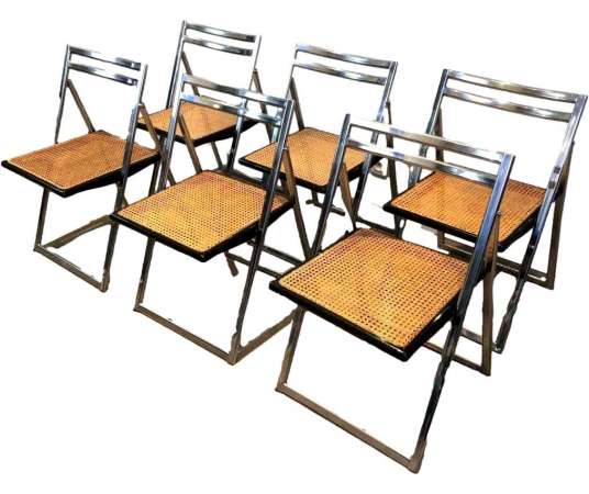Suite of 20th Century Folding Chairs in Chrome