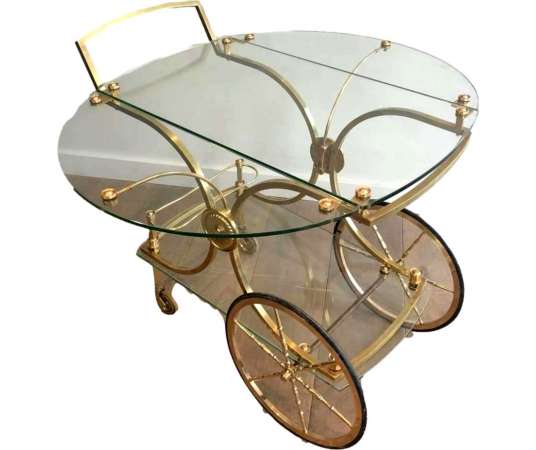 20th Century Neoclassical Brass Rolling Table