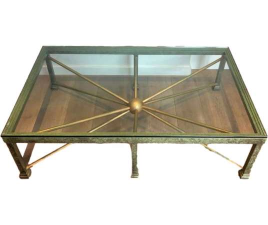 Table Basse en Acier et Fer Forgé 20ème Siècle