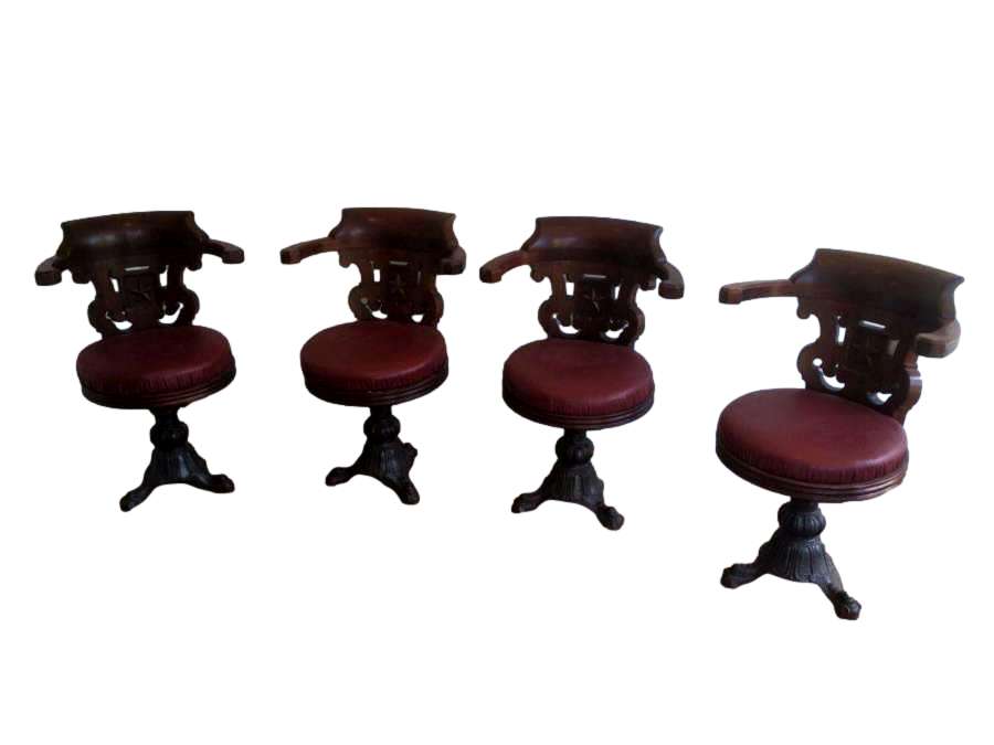 Mahogany and Cast Iron Art Deco Armchair Series