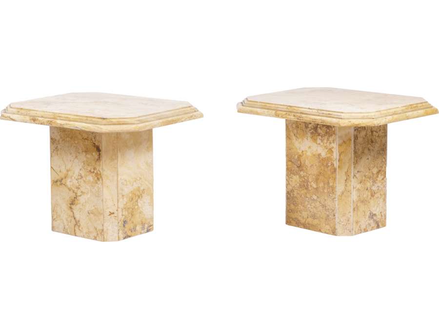 Pair of side tables in Sienna marble+ circa 1970
