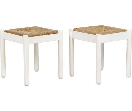 Pair of stools in lacquered wood+ circa 1970s