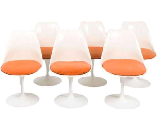 E. Saarinen Designer & Knoll Tulip, Suite De 6 Chaises. - Sièges Design