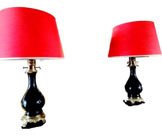 Paire De Lampes En Porcelaine. Epoque Napoléon III - lampes