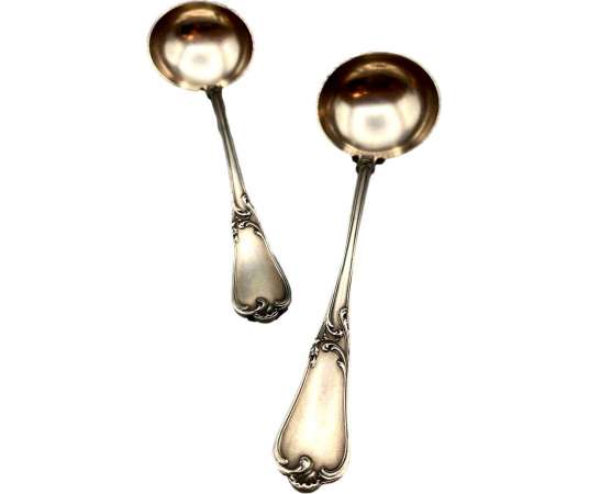 Pair Of Solid Silver Cream Spoons - cutlery, housewives