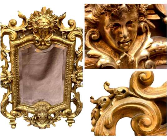 Glace Miroir En Bronze Doré, Epoque Napoléon III - miroirs