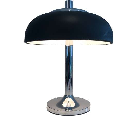 Large chrome and black lacquered+ design table lamp circa 1950