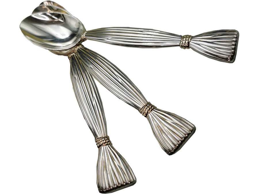 Hermès Paris: "Moisson" cutlery set+ in silver metal