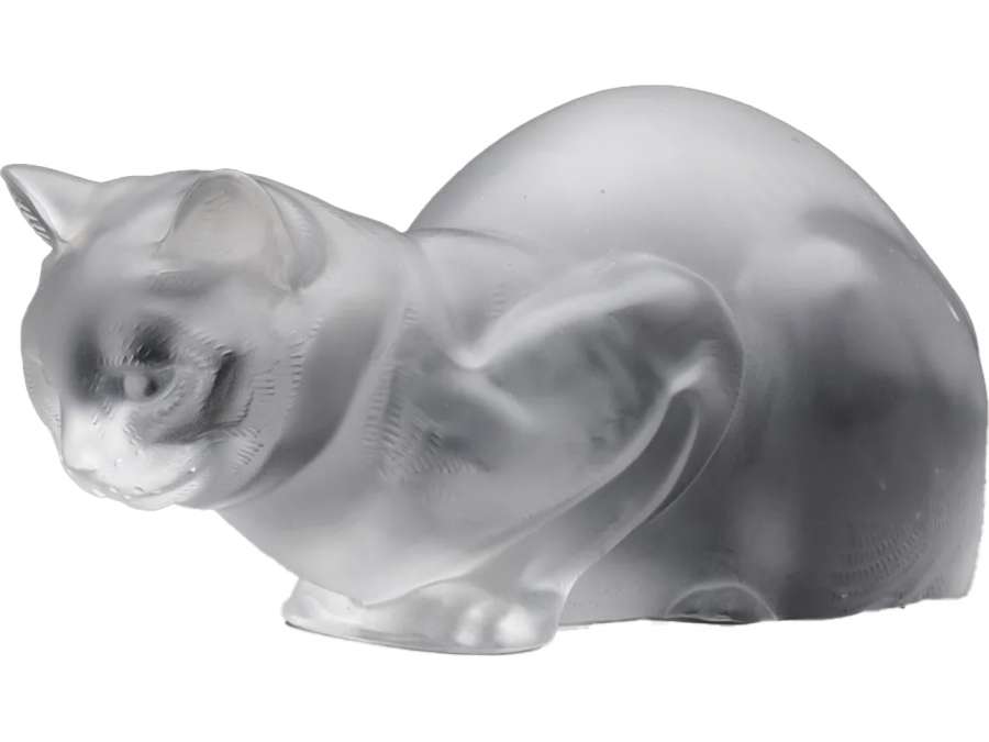 Maison Lalique : "Reclining Cat"+ in crystal circa 1932