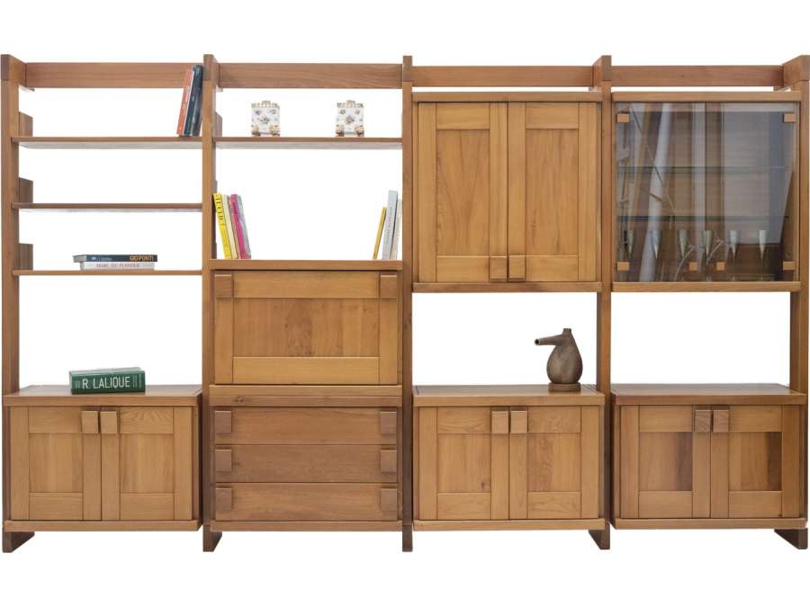 Maison Regain: Bookcase-shelf in elm from 20th century