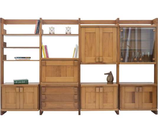 Maison Regain: Bookcase-shelf in elm from 20th century