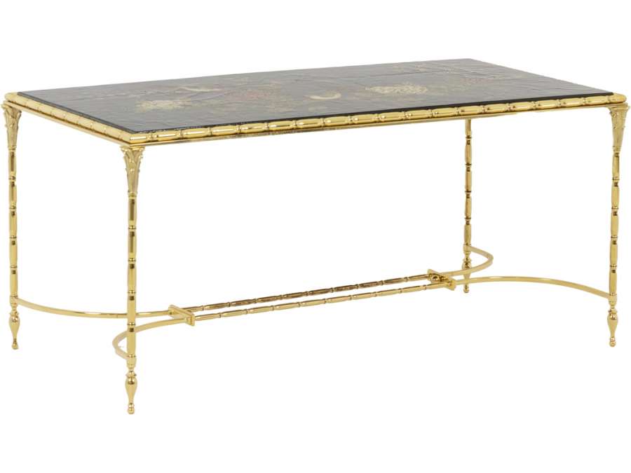 Coffee table in lacquer and bronze of the 20th century