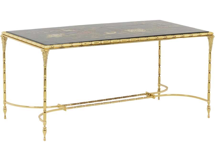 Table basse en laque et bronze du 20ème siècle