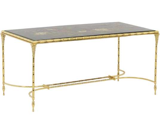 Coffee table in lacquer and bronze of the 20th century