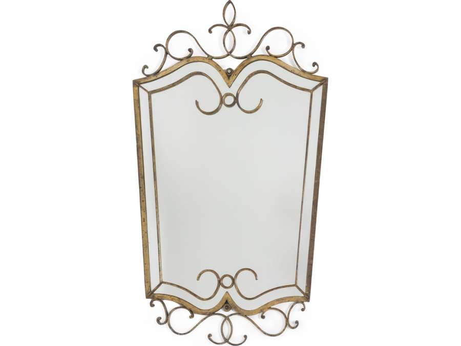 50's style vintage mirror in gilded iron+ from the 20th century