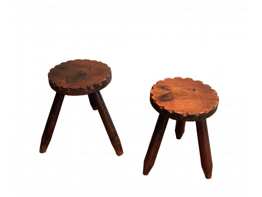 Pair of brutalist stools of the 20th century