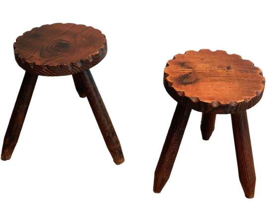 Pair of brutalist stools of the 20th century