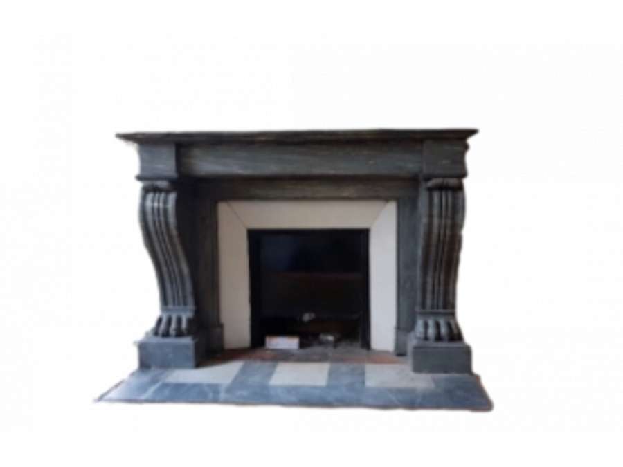 ANTIQUE EMPIRE STYLE FIREPLACE WITH BLUE TURQUIN MARBLE 19TH CENTURY