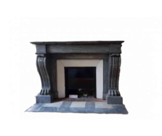 ANTIQUE EMPIRE STYLE FIREPLACE WITH BLUE TURQUIN MARBLE 19TH CENTURY