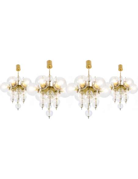 Gilded brass and blown glass chandelier from the 20th century-Bozaart