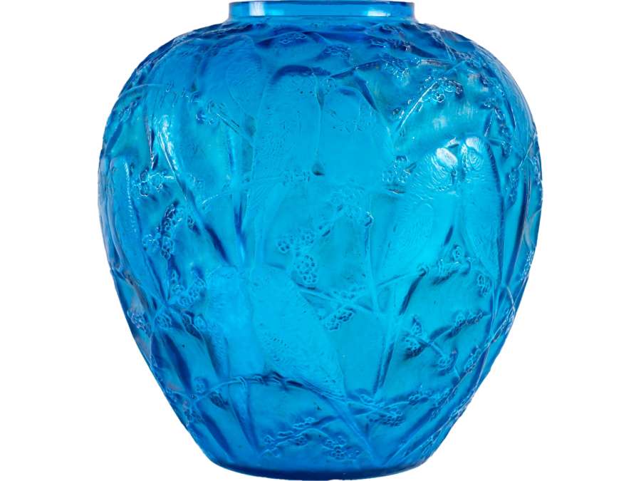 Vase " Perruches " René Lalique en verre+ du 20ème siècle