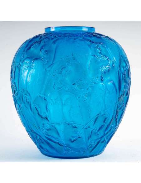 René Lalique 20th century glass "Parakeets" vase-Bozaart