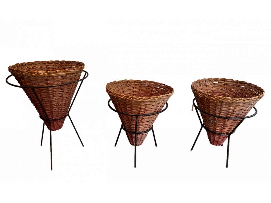 Vintage Rattan Planters from the 20th century