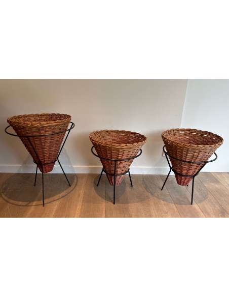 Vintage Rattan Planters from the 20th century-Bozaart