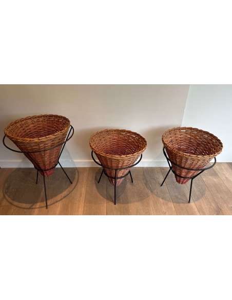 Vintage Rattan Planters from the 20th century-Bozaart