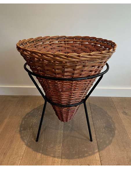 Vintage Rattan Planters from the 20th century-Bozaart